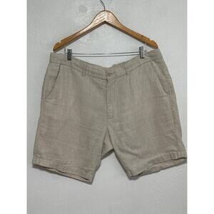 Porter & Ash 100% Linen Luxury Men’s Shorts 38 Tan Summer Preppy Old Money